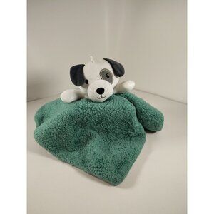 DTU White Puppy Dog Gray Eye Spot Baby Lovey Green Security Blanket